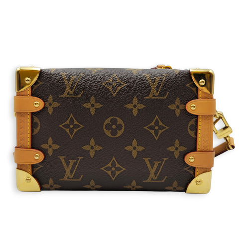 PM Side Trunk Brown Crossbody Bag in Monogram Coated Canvas Gold hardware