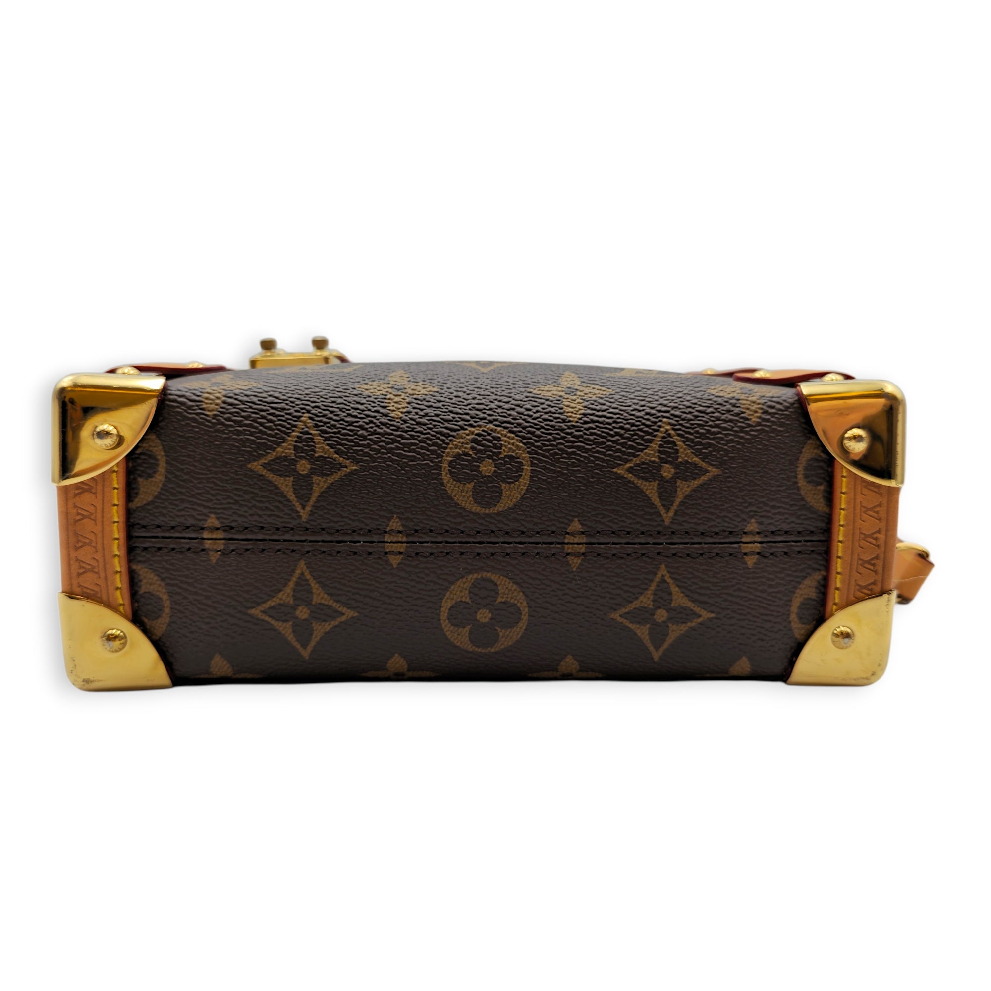 PM Side Trunk Brown Crossbody Bag in Monogram Coated Canvas Gold hardware