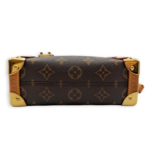 PM Side Trunk Brown Crossbody Bag in Monogram Coated Canvas Gold hardware