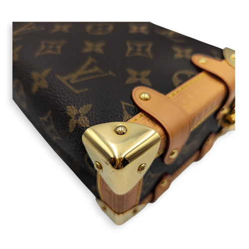 PM Side Trunk Brown Crossbody Bag in Monogram Coated Canvas Gold hardware