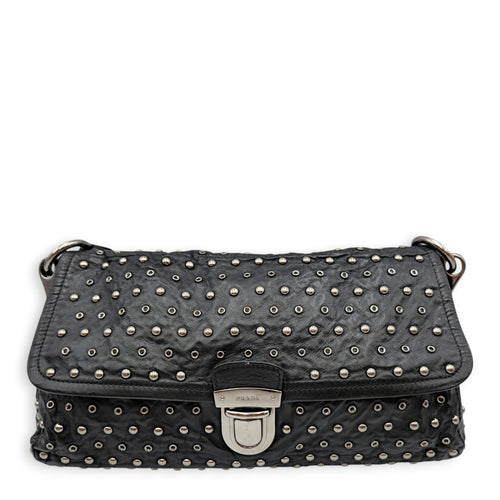 Studded 30 Black Shoulder Bag in Nappa Leather Silver hardware