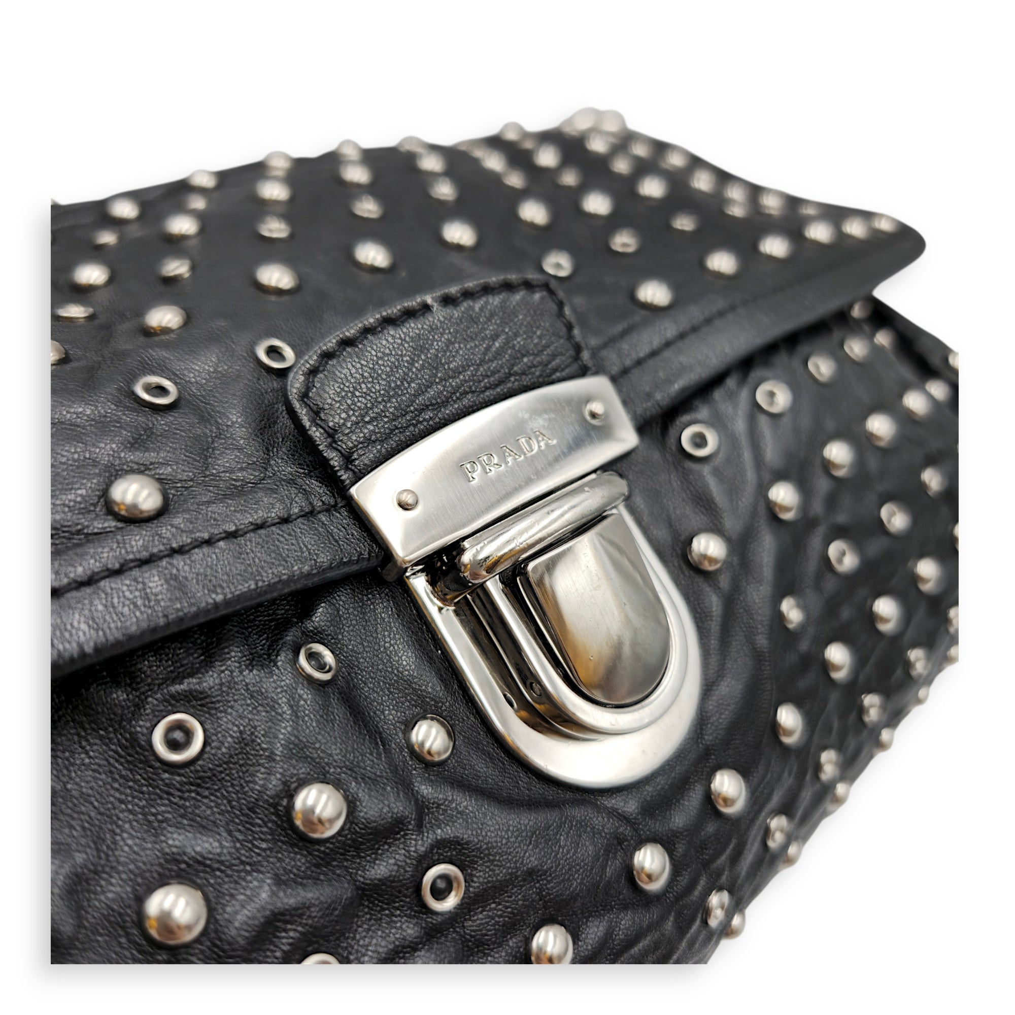 Studded 30 Black Shoulder Bag in Nappa Leather Silver hardware