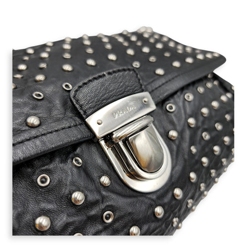 Studded 30 Black Shoulder Bag in Nappa Leather Silver hardware