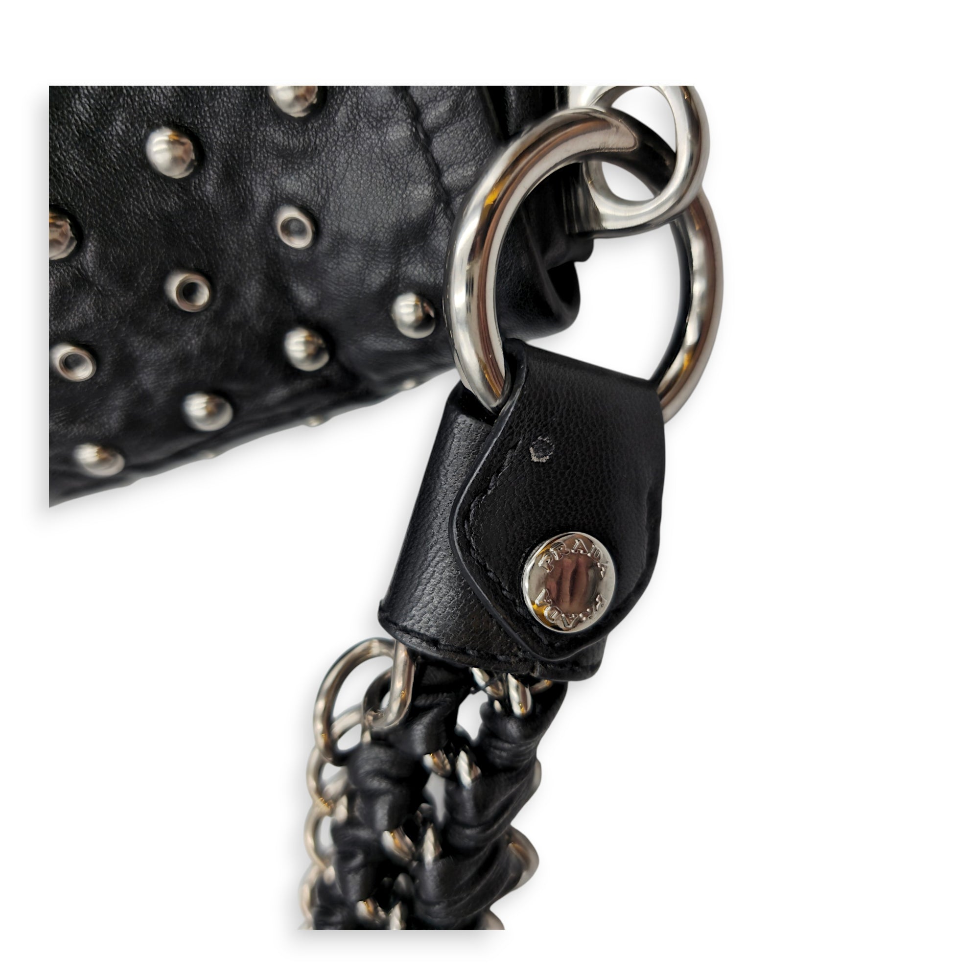 Studded 30 Black Shoulder Bag in Nappa Leather Silver hardware