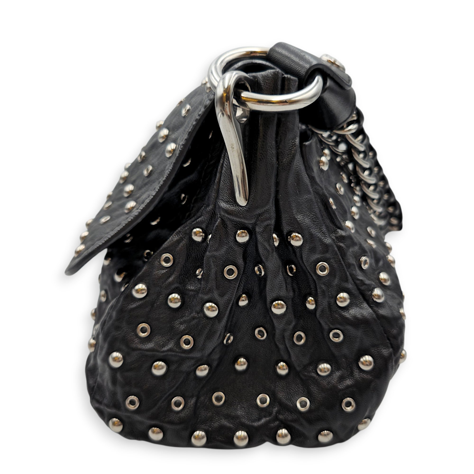 Studded 30 Black Shoulder Bag in Nappa Leather Silver hardware