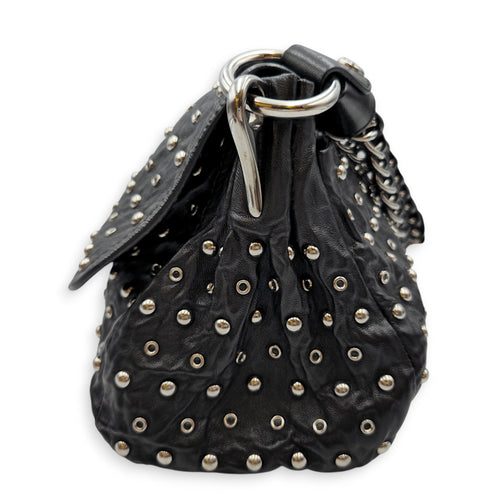 Studded 30 Black Shoulder Bag in Nappa Leather Silver hardware