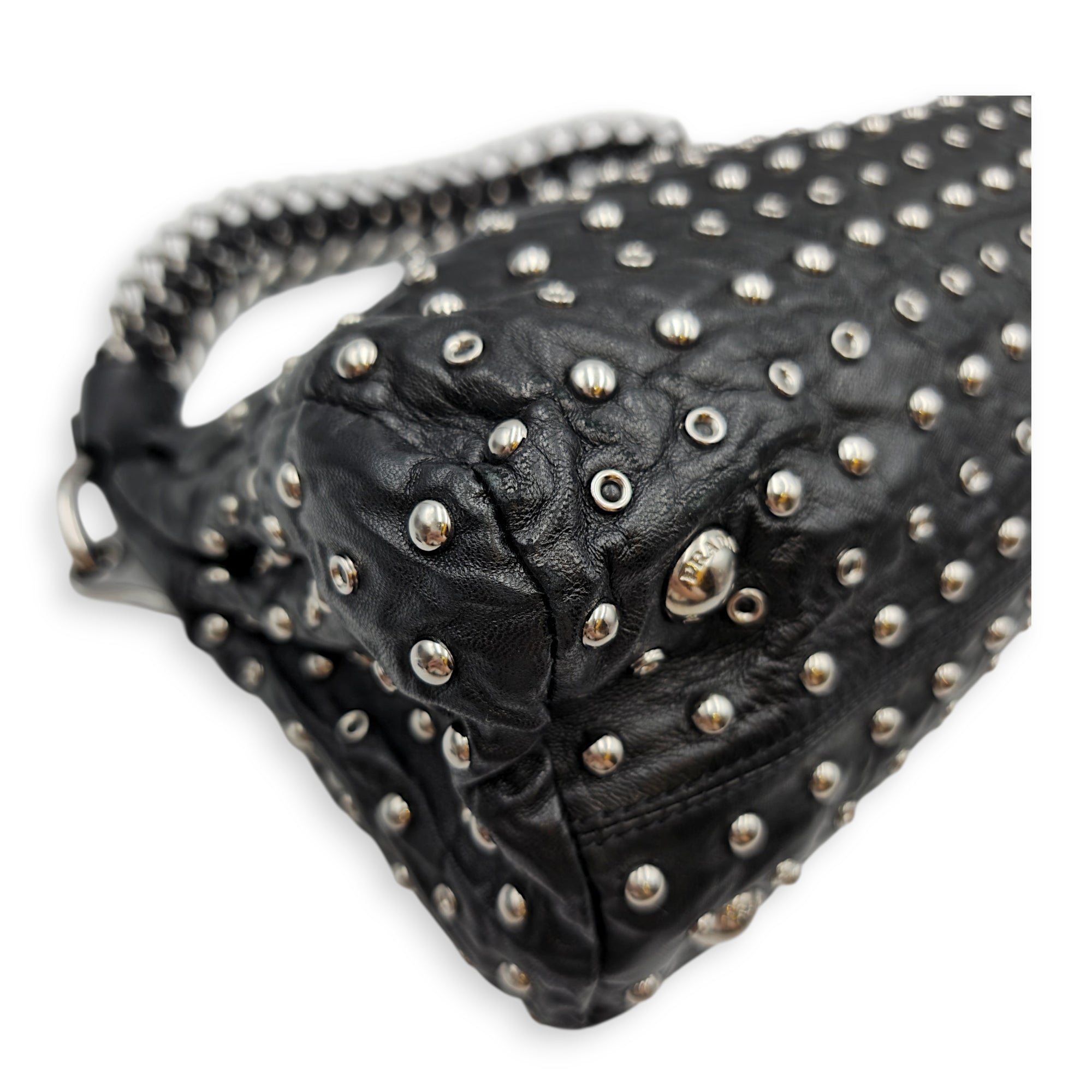 Studded 30 Black Shoulder Bag in Nappa Leather Silver hardware