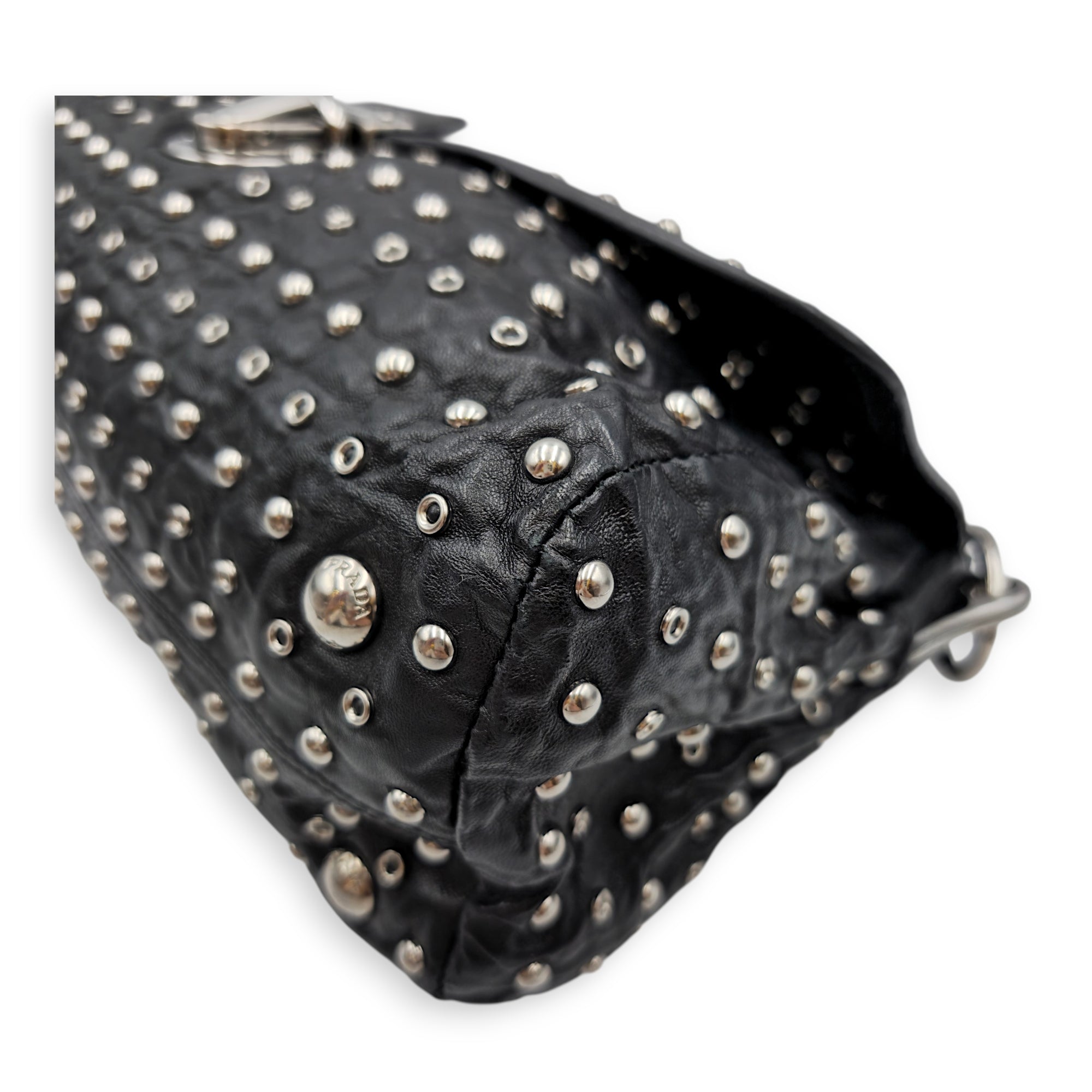 Studded 30 Black Shoulder Bag in Nappa Leather Silver hardware