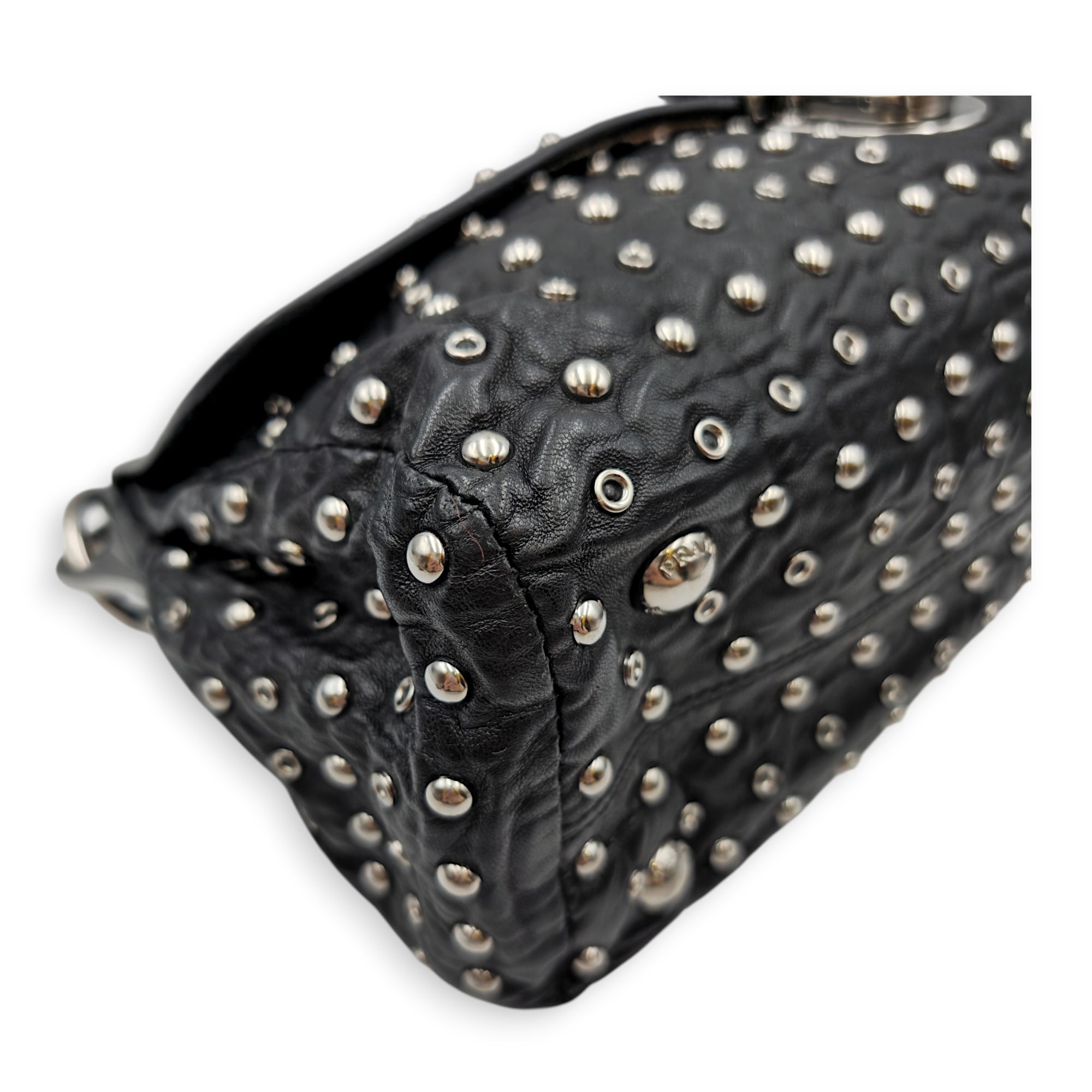Studded 30 Black Shoulder Bag in Nappa Leather Silver hardware