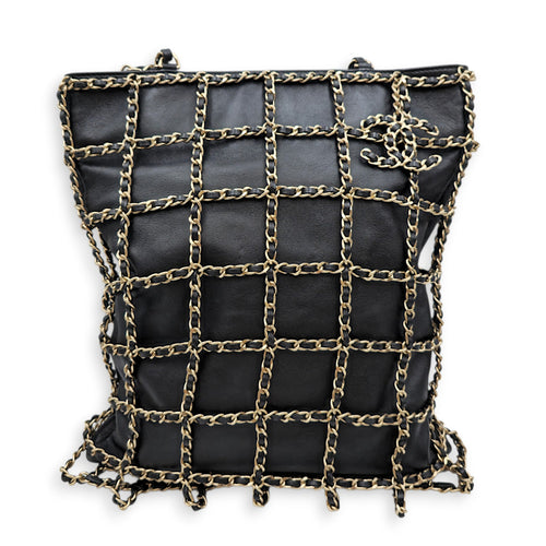 Cage Shopping Tote Black Shoulder Bag in Lambskin Gold hardware CL2605-21500 1