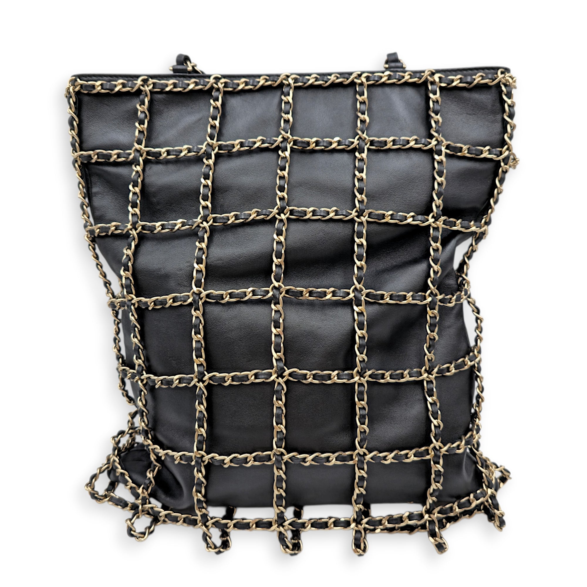 Cage Shopping Tote Black Shoulder Bag in Lambskin Gold hardware CL2605-21500 2
