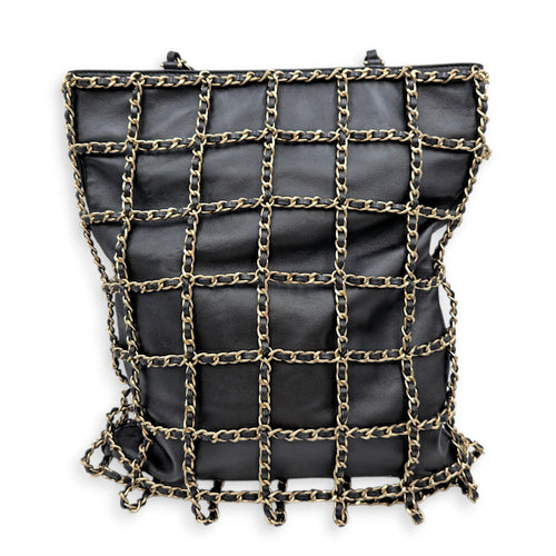 Cage Shopping Tote Black Shoulder Bag in Lambskin Gold hardware CL2605-21500 2