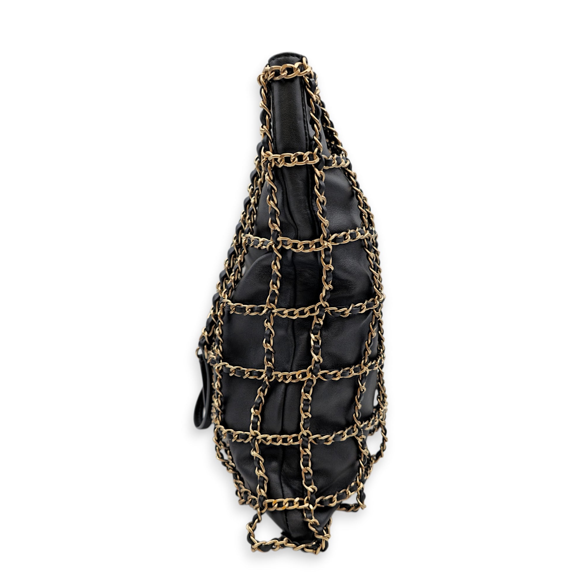 Cage Shopping Tote Black Shoulder Bag in Lambskin Gold hardware CL2605-21500 4