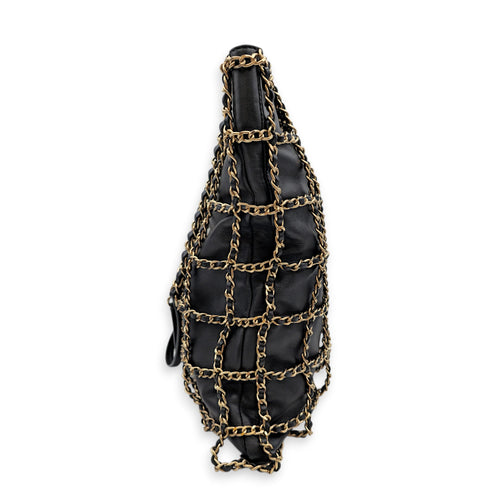 Cage Shopping Tote Black Shoulder Bag in Lambskin Gold hardware CL2605-21500 4