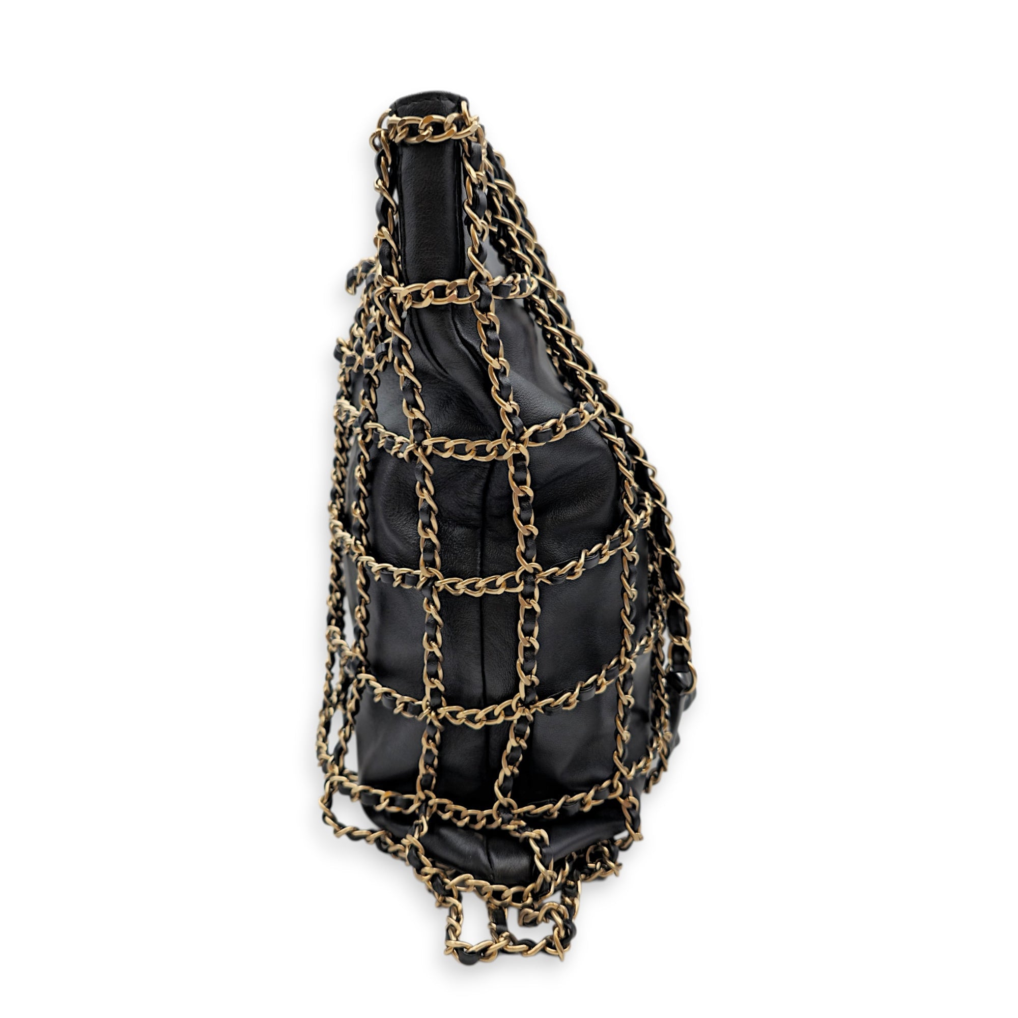 Cage Shopping Tote Black Shoulder Bag in Lambskin Gold hardware CL2605-21500 5