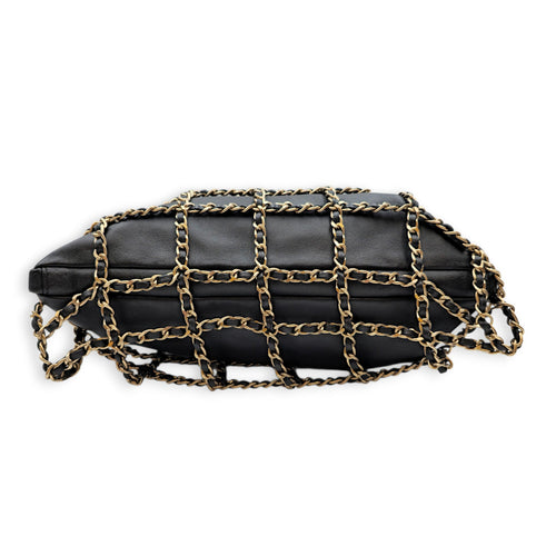 Cage Shopping Tote Black Shoulder Bag in Lambskin Gold hardware CL2605-21500 6