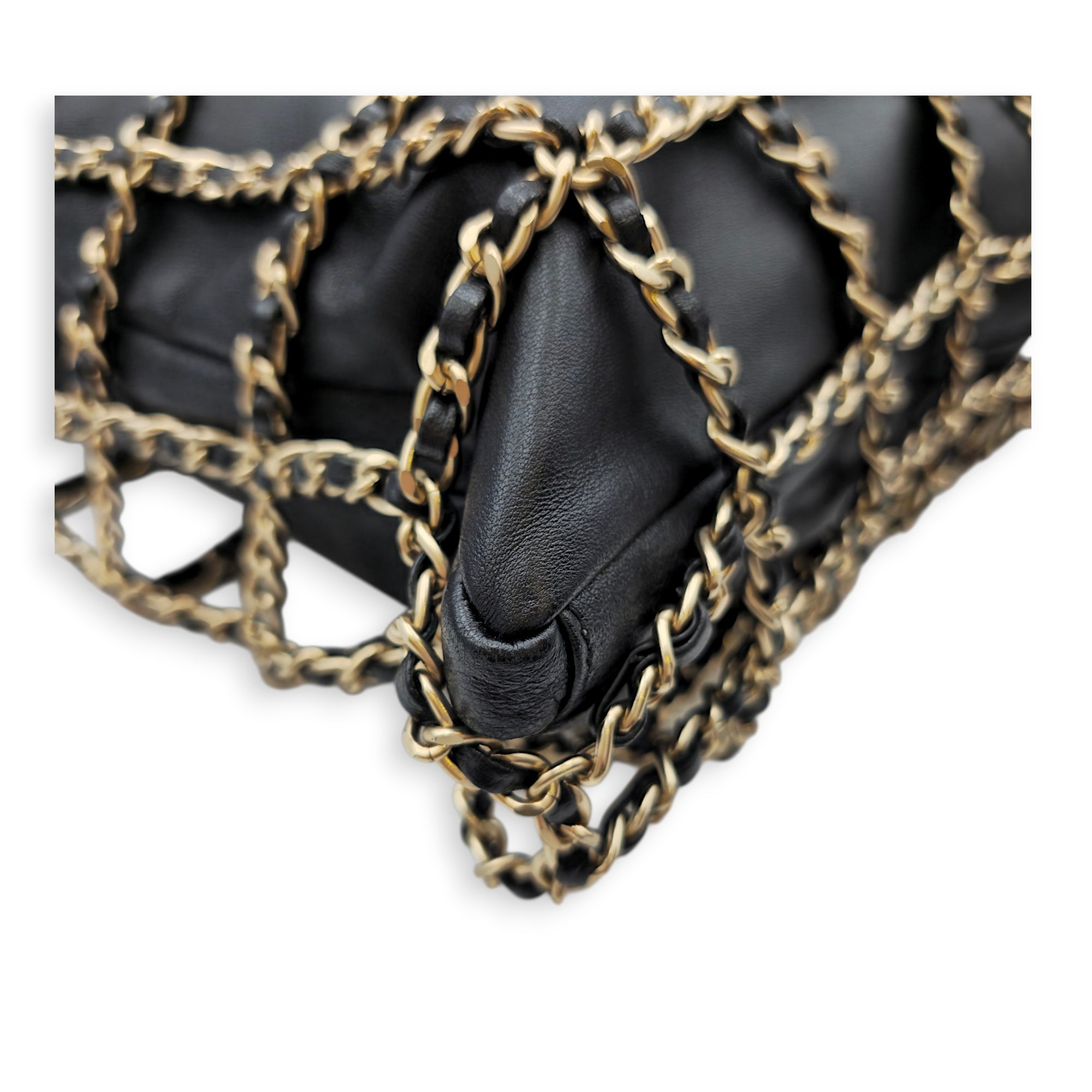 Cage Shopping Tote Black Shoulder Bag in Lambskin Gold hardware CL2605-21500 8