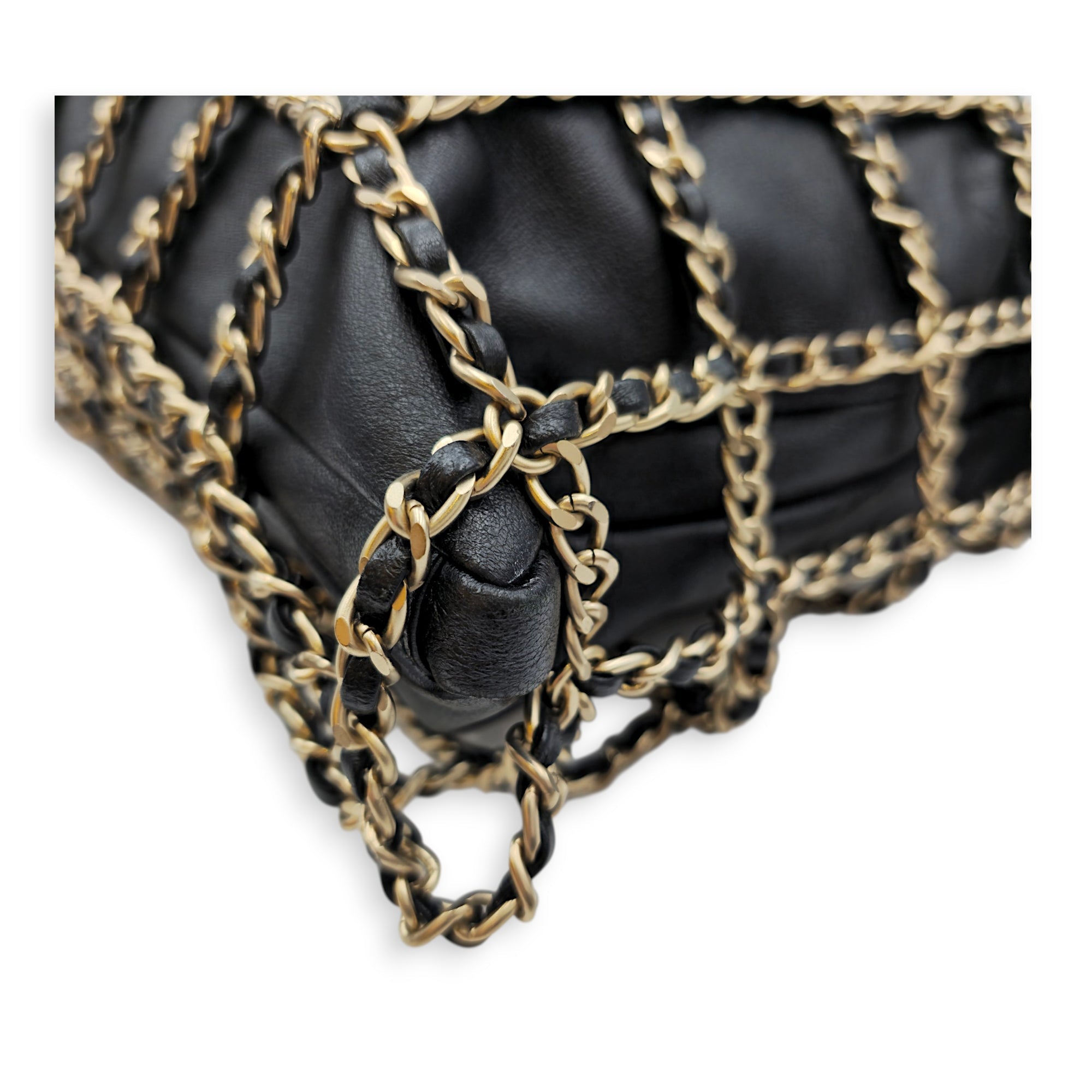 Cage Shopping Tote Black Shoulder Bag in Lambskin Gold hardware CL2605-21500 9