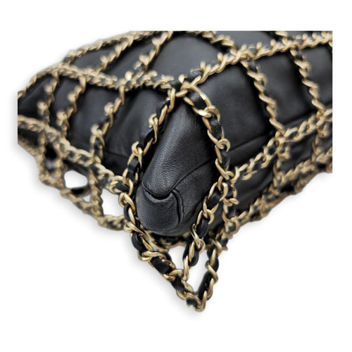 Cage Shopping Tote Black Shoulder Bag in Lambskin Gold hardware CL2605-21500 10