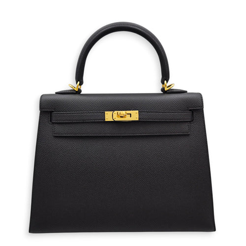 Sellier Kelly 25 Black in Epsom Gold hardware CL2605-21501 1