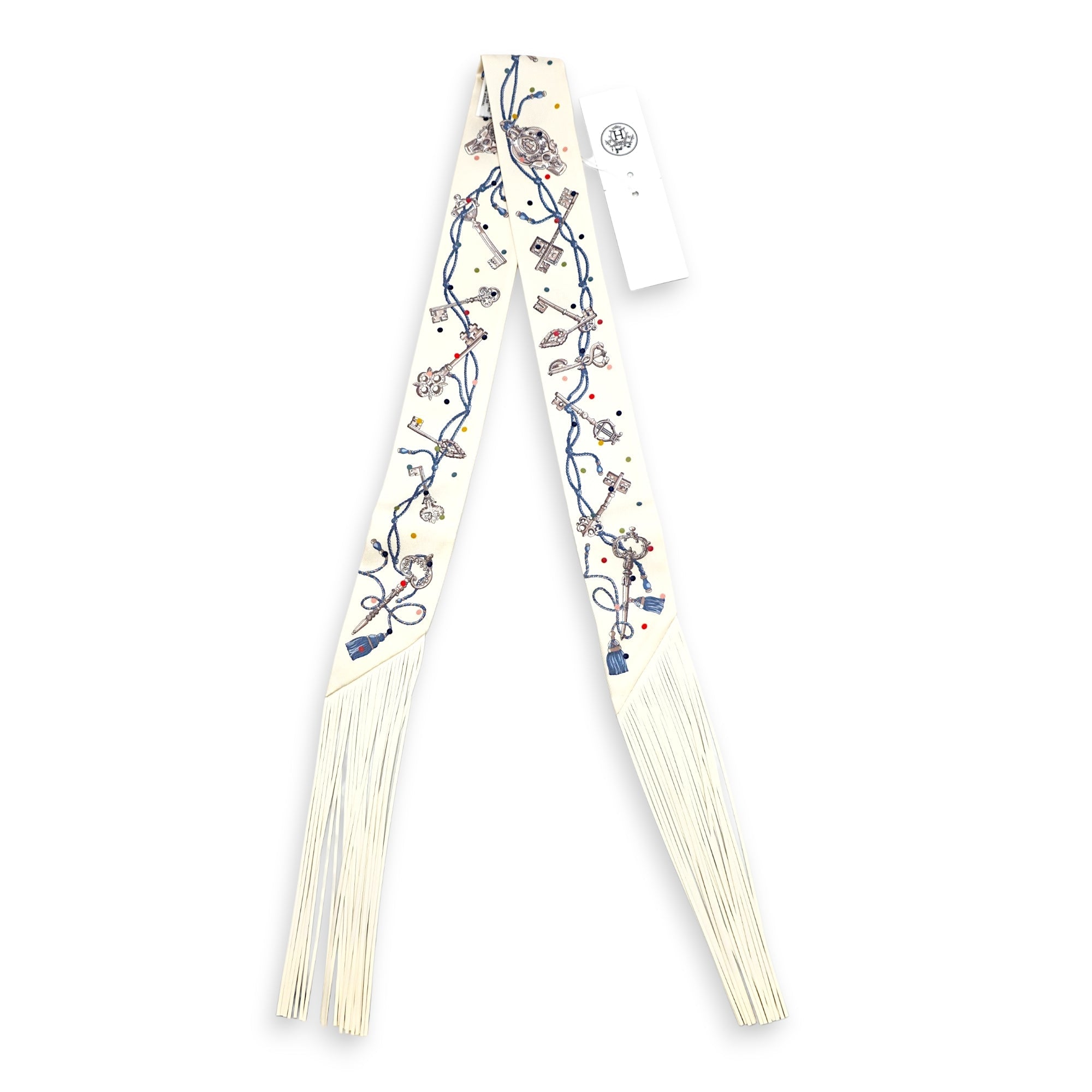 Les Cles a Pois leather fringes Creme/Gris Perle Twilly CL2605-21511 2