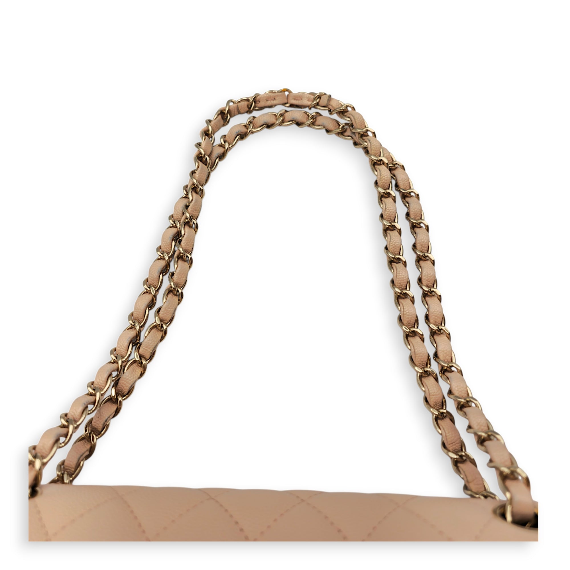 Medium Classic Flap Beige Shoulder Bag in Caviar Leather Gold hardware CL2605-21512 11