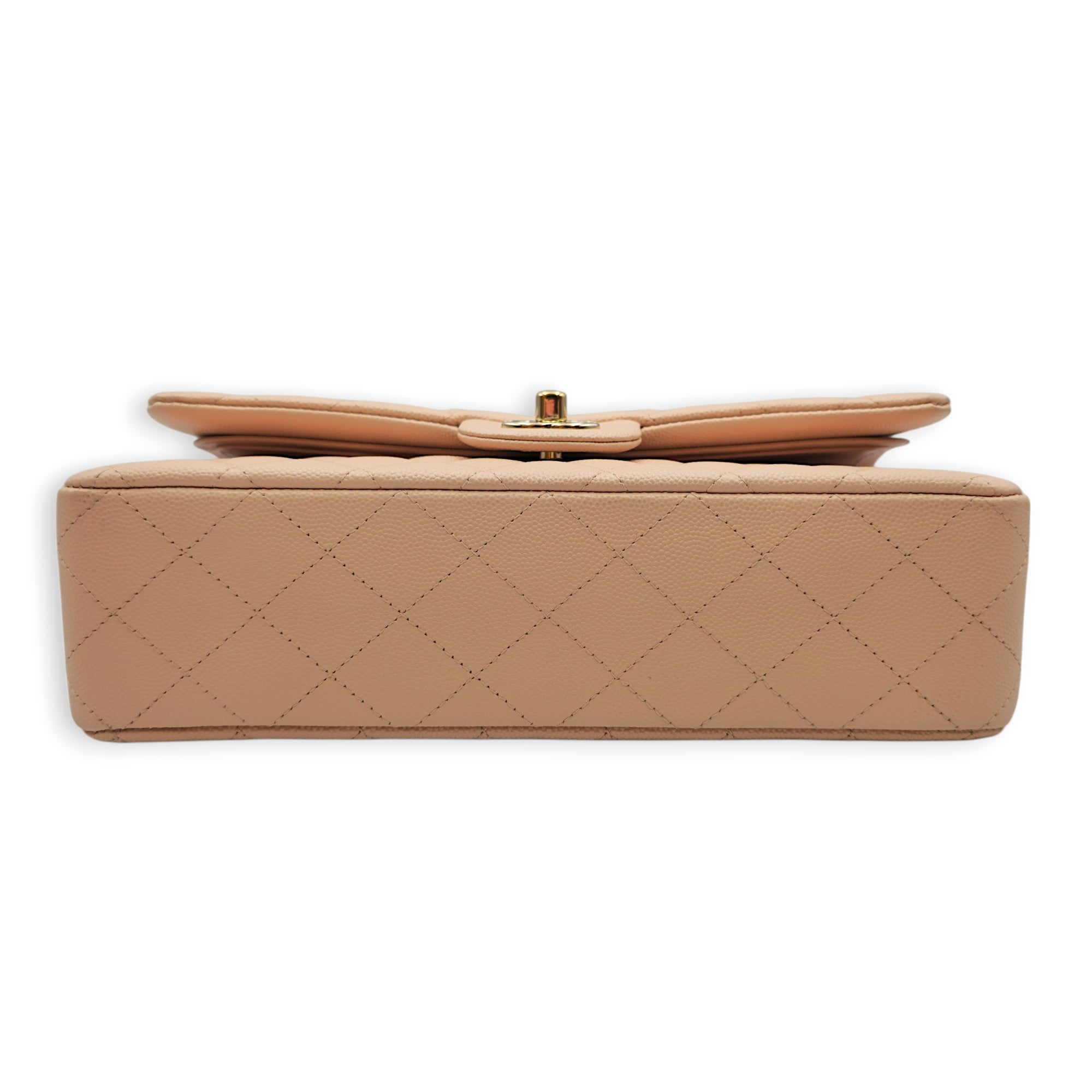 Medium Classic Flap Beige Shoulder Bag in Caviar Leather Gold hardware CL2605-21512 5