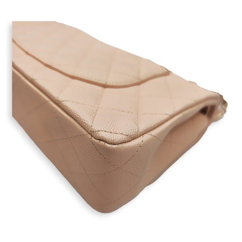 Medium Classic Flap Beige Shoulder Bag in Caviar Leather Gold hardware CL2605-21512 6