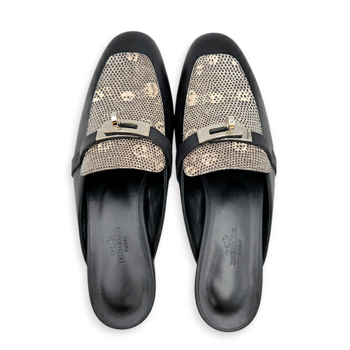 Oz  37.5 Black/Ombre Mules in Calf/Lizard Palladium hardware CL2605-21515 1