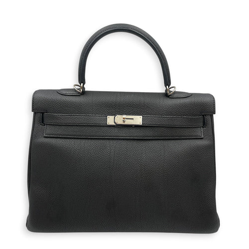 Verso Kelly 35 Black/Blue Agate in Togo Palladium hardware CL2605-21516 1