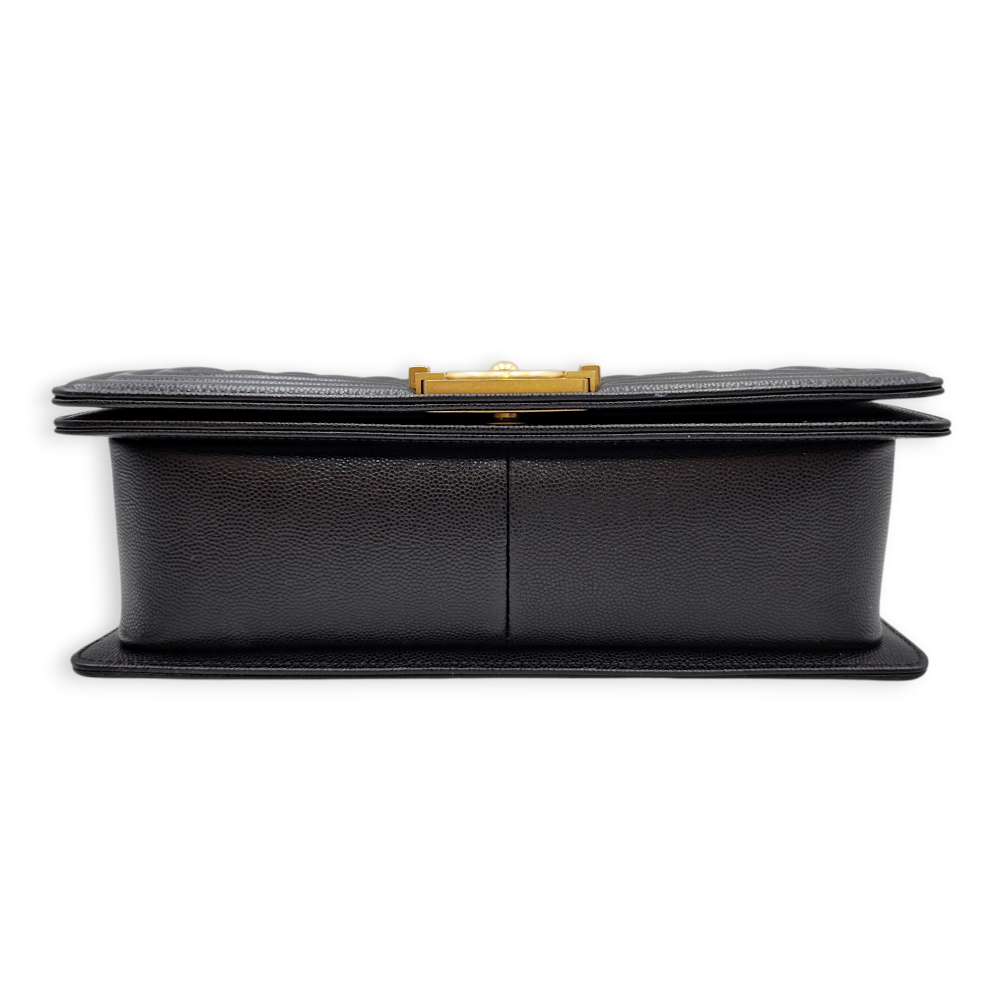 Le Boy Medium Black Shoulder Bag in Caviar Leather Gold hardware