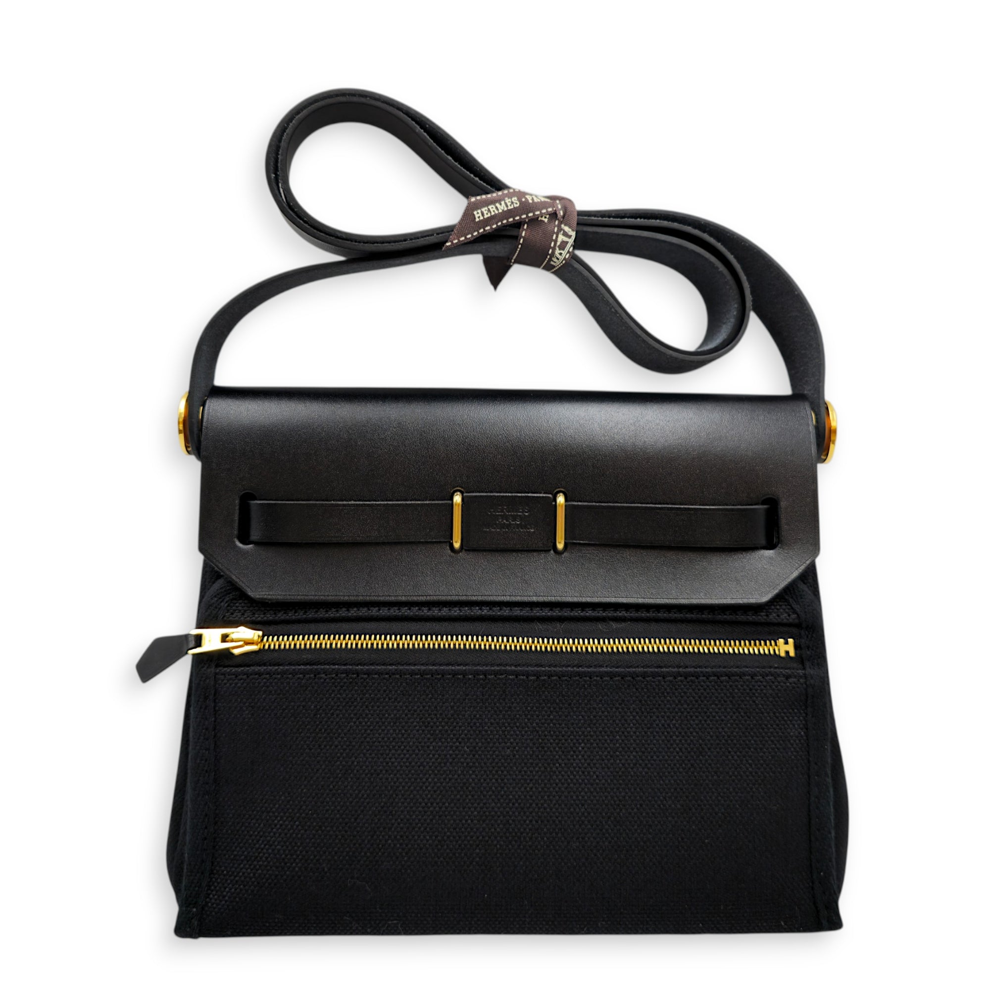Herbag 20 Black in Vache Hunter/Toile Gold hardware CL2605-21521 2