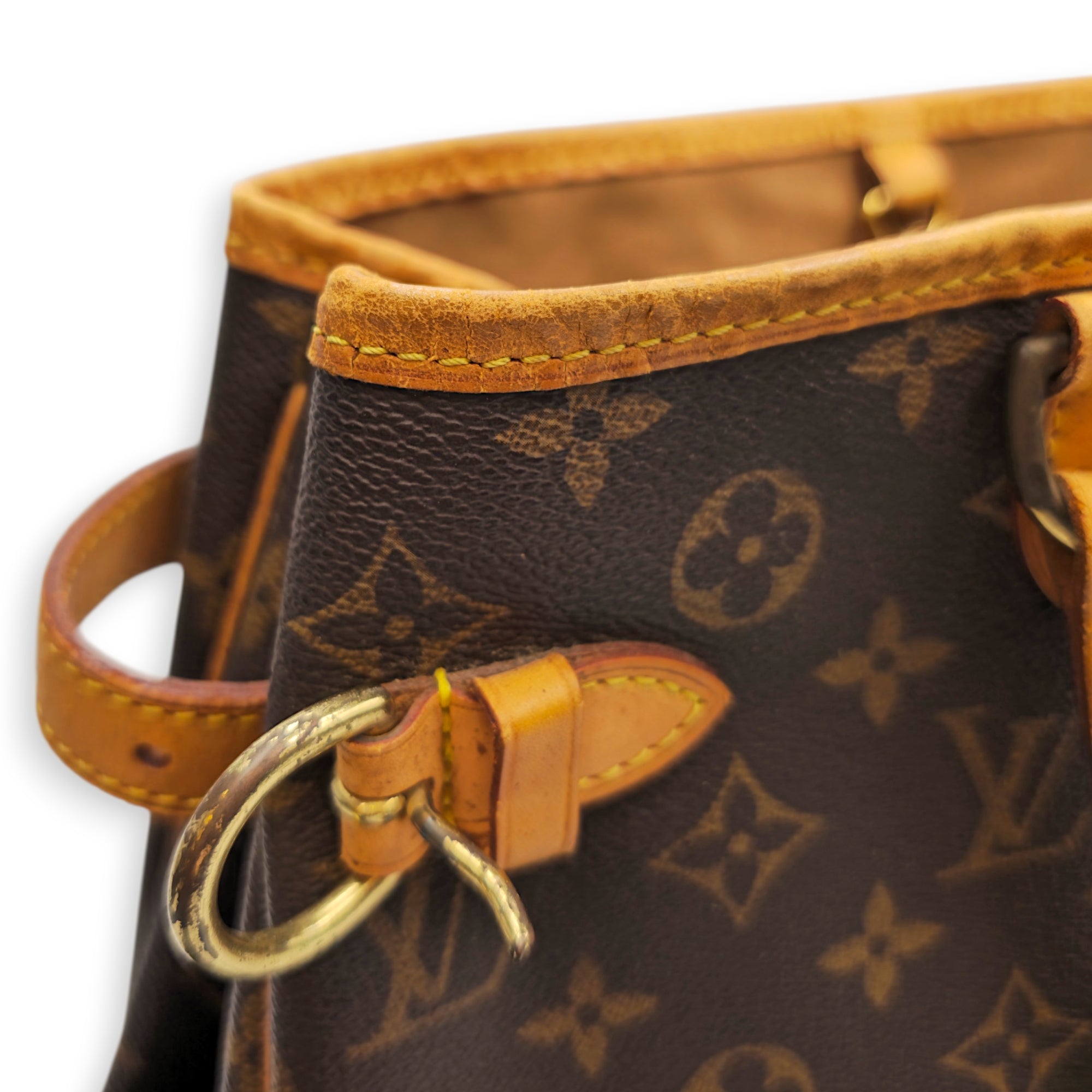 Batignolles Horizontal 39 Brown Shoulder Bag in Canvas Gold hardware