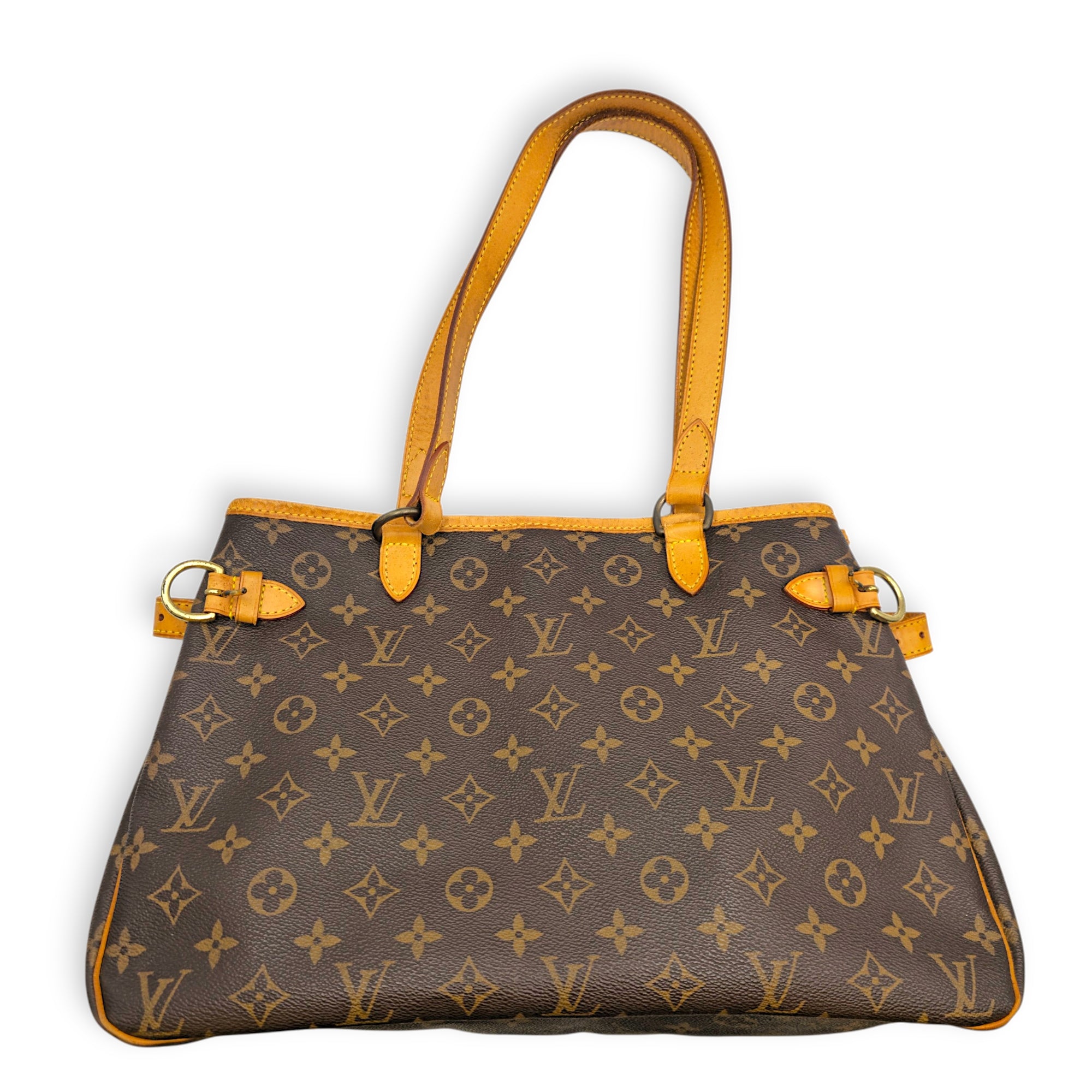 Batignolles Horizontal 39 Brown Shoulder Bag in Canvas Gold hardware