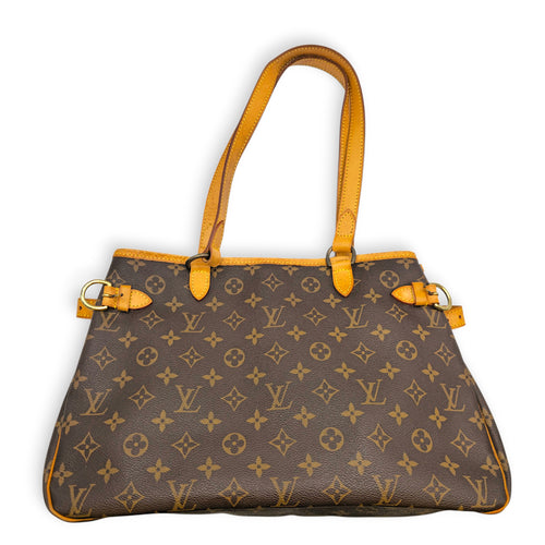 Batignolles Horizontal 39 Brown Shoulder Bag in Canvas Gold hardware