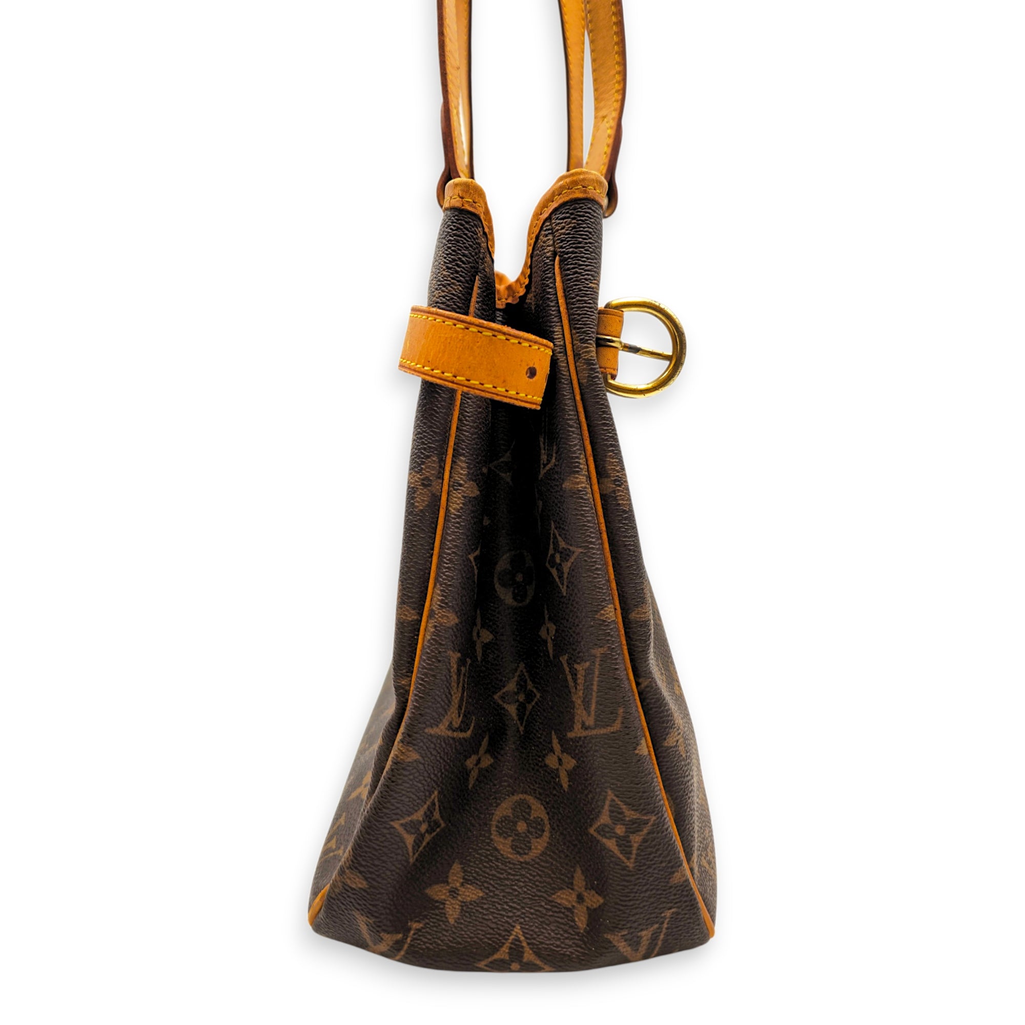 Batignolles Horizontal 39 Brown Shoulder Bag in Canvas Gold hardware