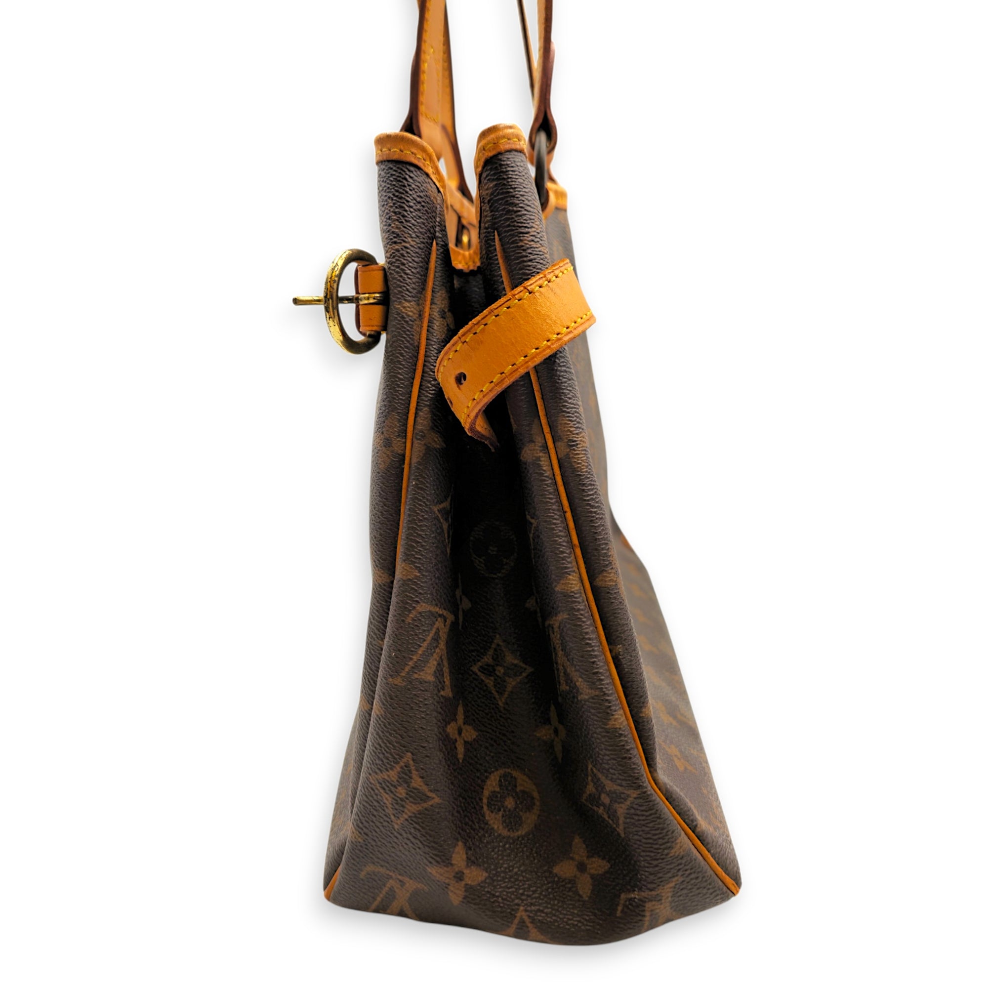Batignolles Horizontal 39 Brown Shoulder Bag in Canvas Gold hardware