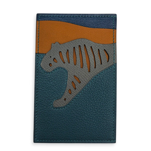 Rooroo 3CC Vert Bosphore/Amande/Kraft/Deep Blue Card Holder in Togo/Epsom/Swift/Mysore CL2605-21531 1