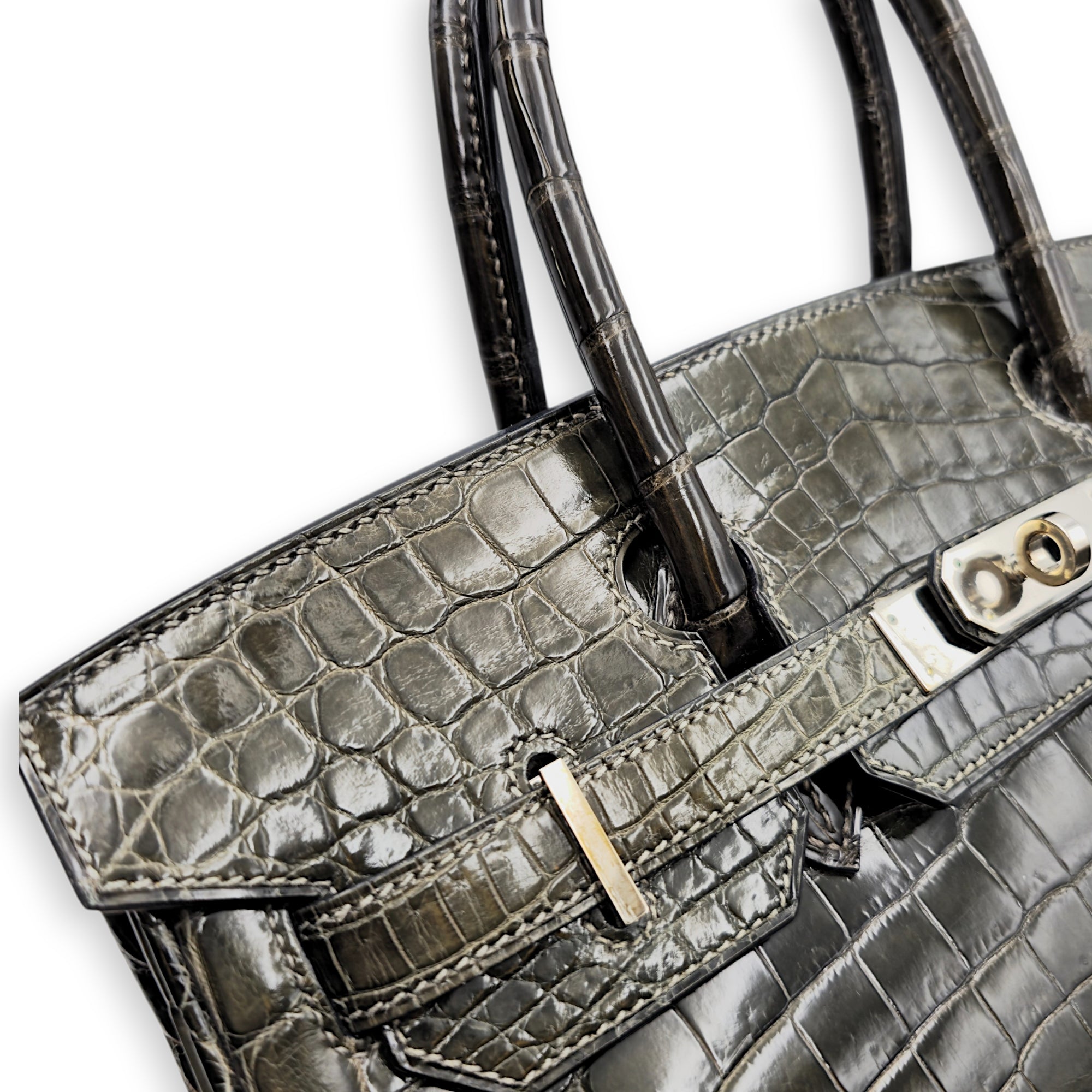 Birkin 30 Graphite in Shiny Niloticus Palladium hardware CL2605-21538 10