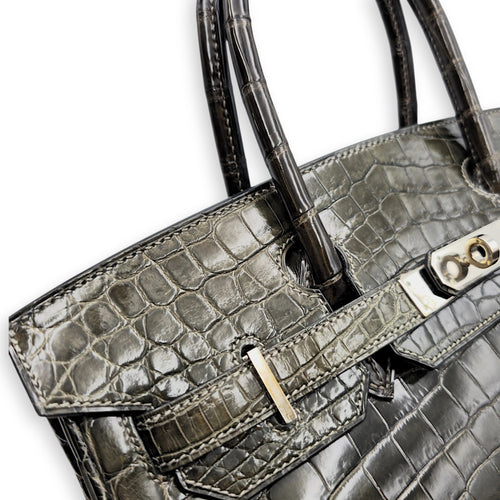 Birkin 30 Graphite in Shiny Niloticus Palladium hardware CL2605-21538 10