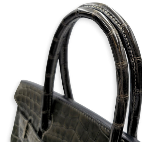 Birkin 30 Graphite in Shiny Niloticus Palladium hardware CL2605-21538 11