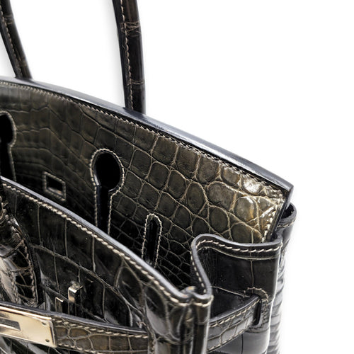Birkin 30 Graphite in Shiny Niloticus Palladium hardware CL2605-21538 13