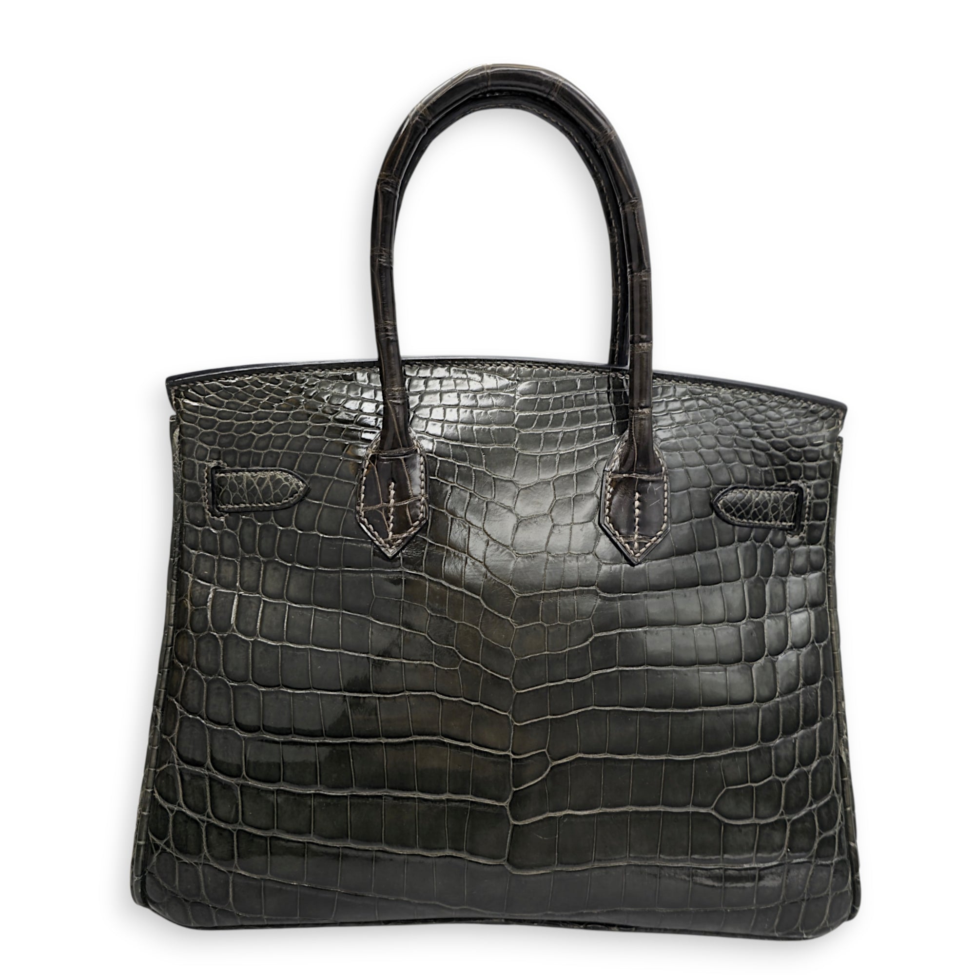Birkin 30 Graphite in Shiny Niloticus Palladium hardware CL2605-21538 2