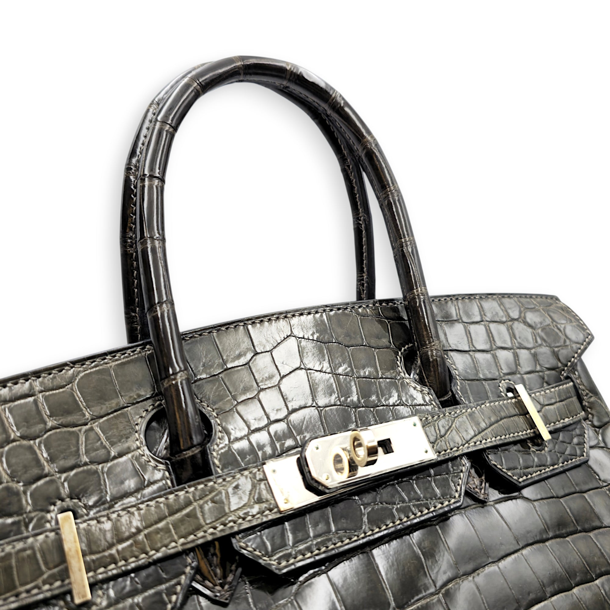 Birkin 30 Graphite in Shiny Niloticus Palladium hardware CL2605-21538 7