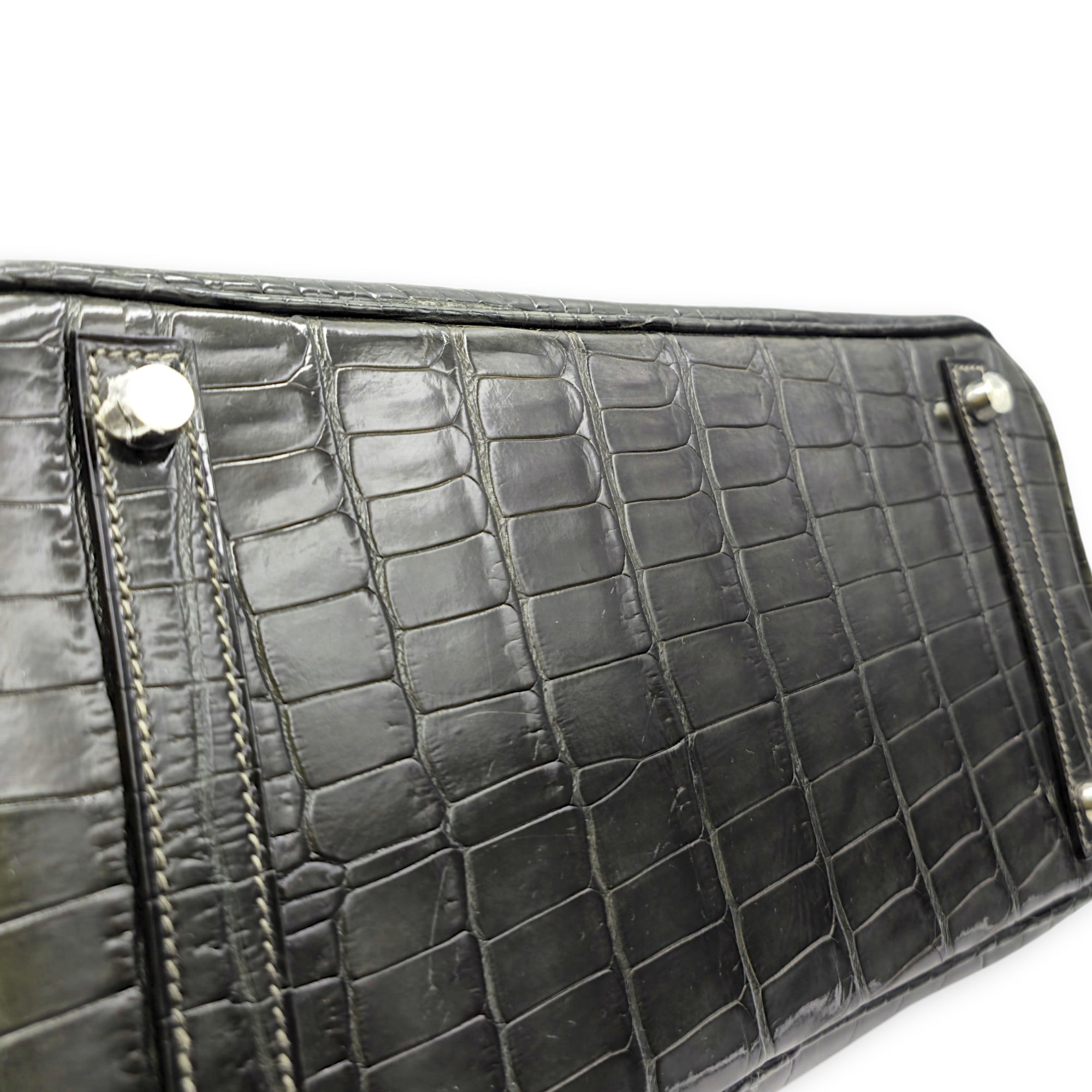 Birkin 30 Graphite in Shiny Niloticus Palladium hardware CL2605-21538 8
