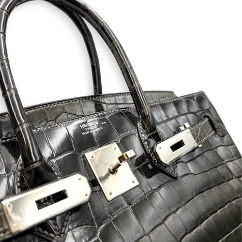 Birkin 30 Graphite in Shiny Niloticus Palladium hardware CL2605-21538 9