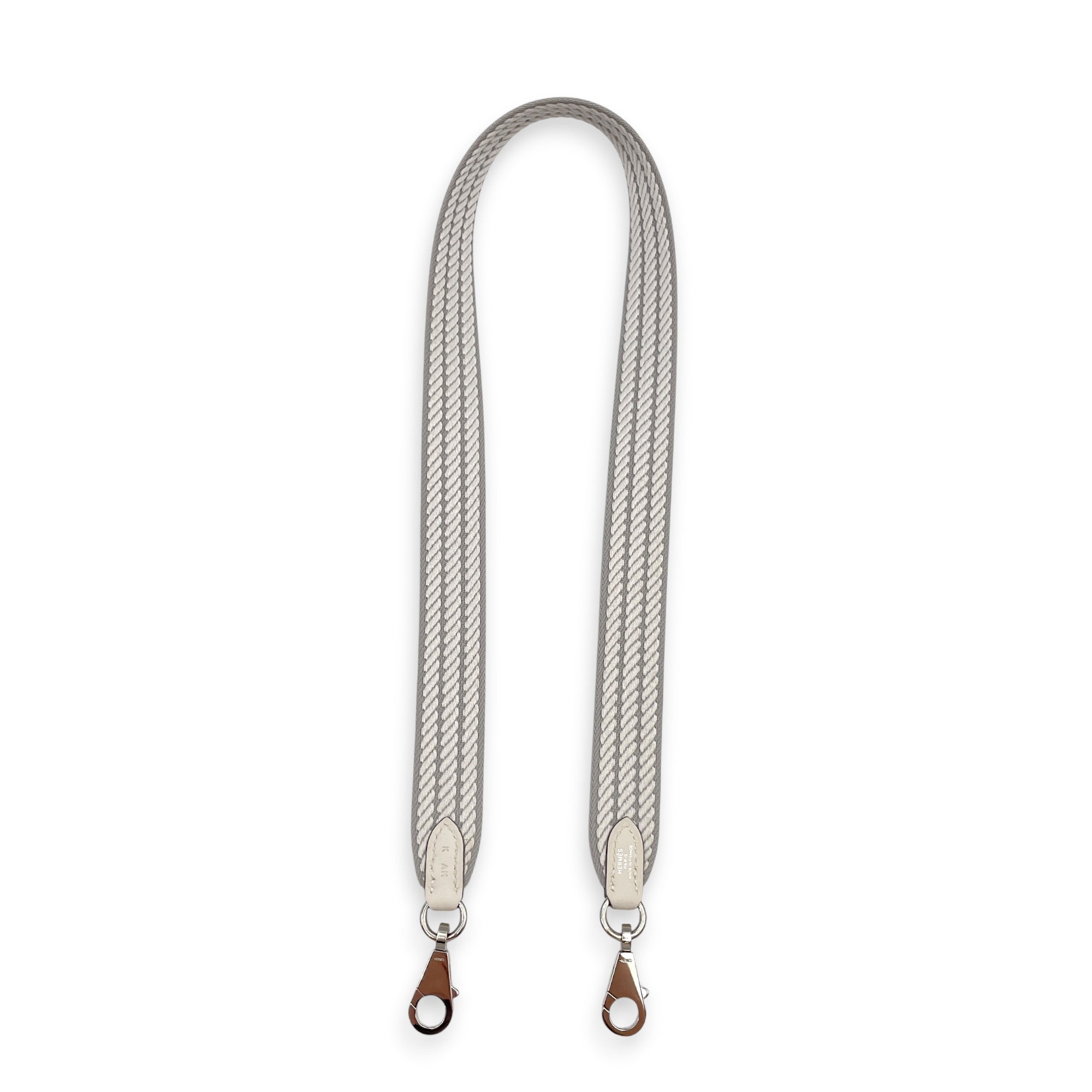 Sangle Cordage, 25mm by 70cm 25mm x 70cm Blue Glacier/Gris Pale Bag Accessory in Swift Palladium hardware CL2605-21543 2