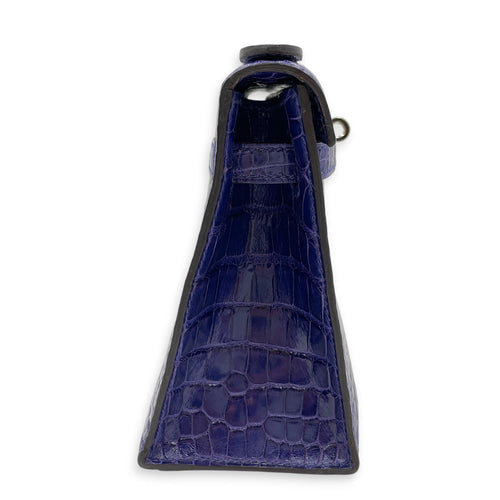 Kelly Pochette Blue Electric in Shiny Alligator Palladium hardware CL2605-21544 4