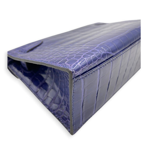 Kelly Pochette Blue Electric in Shiny Alligator Palladium hardware CL2605-21544 5
