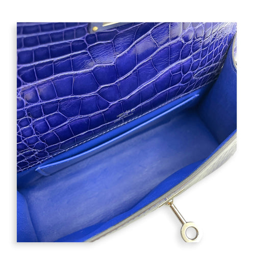 Kelly Pochette Blue Electric in Shiny Alligator Palladium hardware CL2605-21544 6